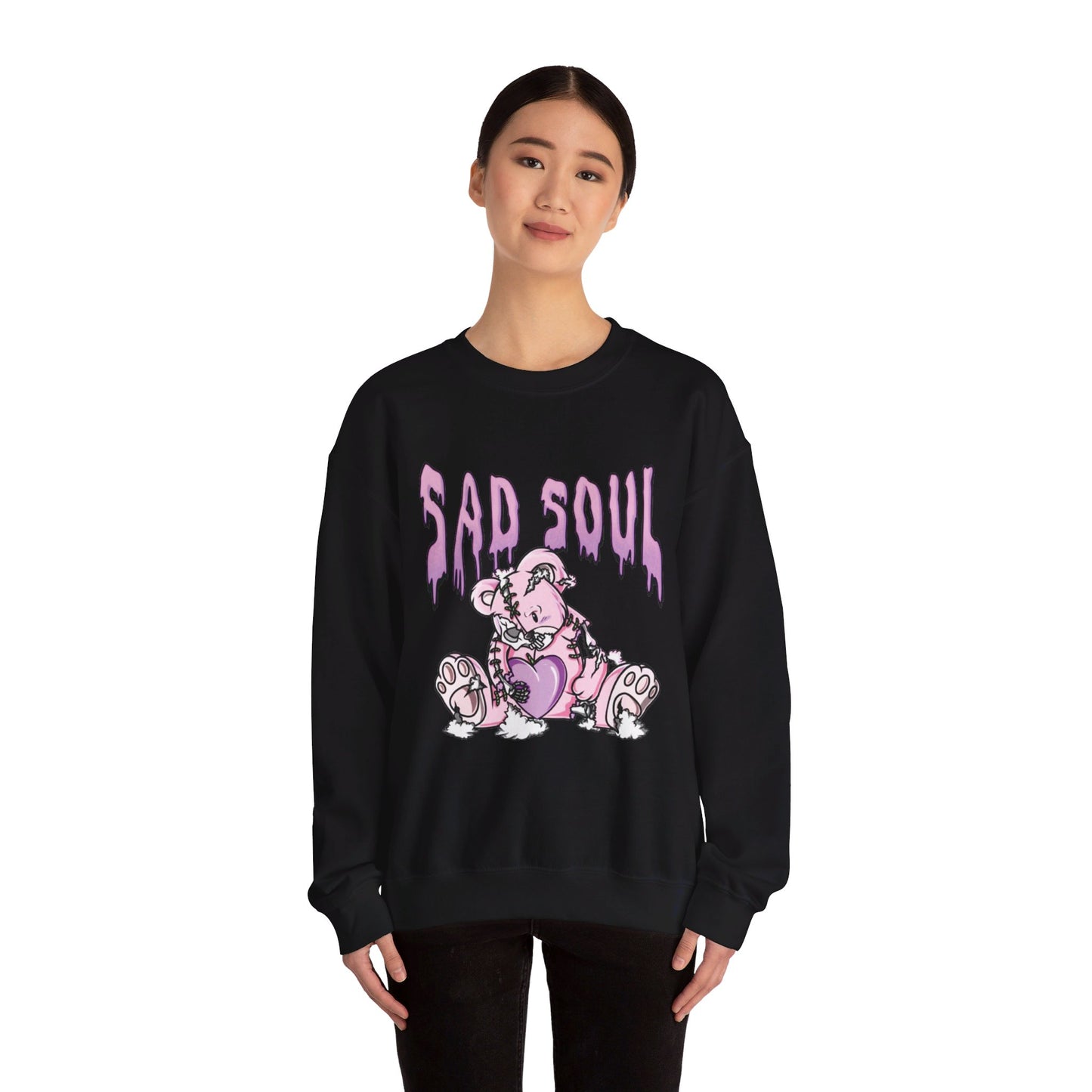 Pullover sweatshirt sad soul pink