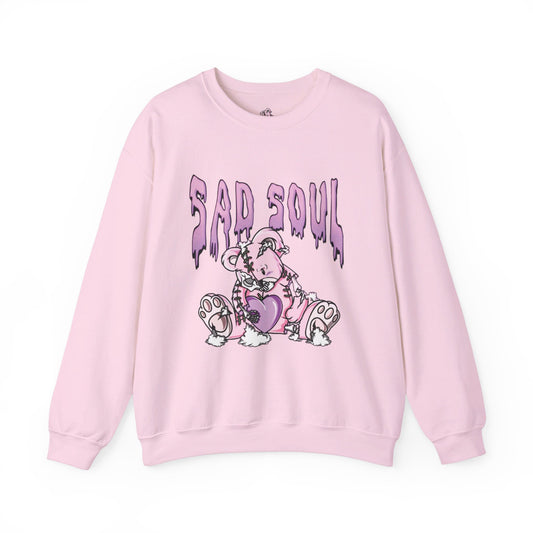 Pullover sweatshirt sad soul pink