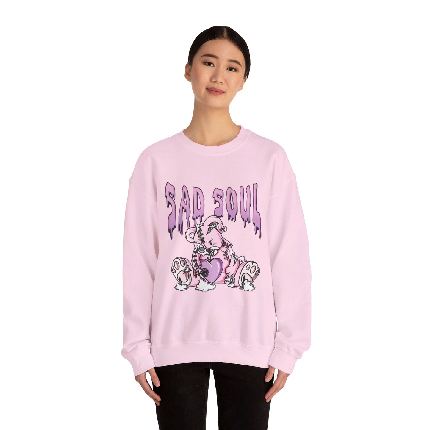 Pullover sweatshirt sad soul pink